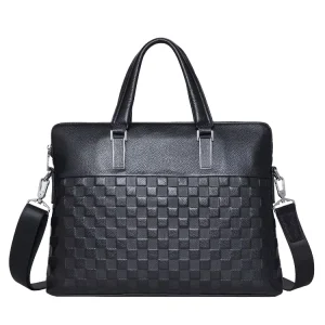 100% Genuine Men’s Modern Soft Leather Briefcase Portable Handbag Business High Quality Thin Black Work Large Capacity SCHLATUM