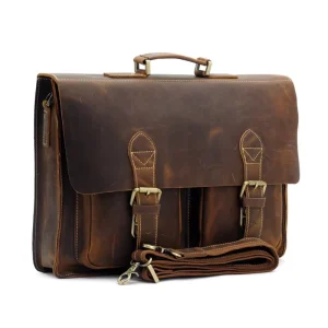1061 Men’s Crazy Horse Leather Crossbody Bag Vintage Style Korean Business Retro Briefcase Casual Soft Shoulder Laptop Bag