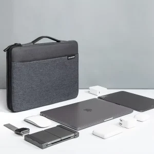 14-16 Inch Men’s Student Laptop Bag Dark Grey Notebook Protective Pouch Travel Business Durable Polyester Waterproof