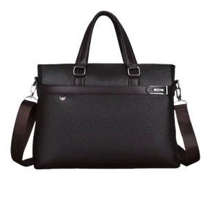14 Inch Men’s PU Leather Business Briefcase Lightweight Handheld Computer Bag Casual Cross-body Bag for Work or Travel