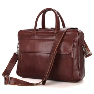 15″ Laptop Women Red Leather Business Backpack Genuine Leather Tote Bag Men’s Cow Leather Briefcase Laptop Bag