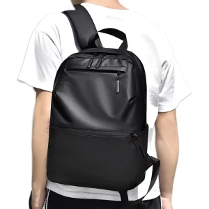 15.6 Inch Anti Theft Laptop Backpack Waterproof Unisex Oxford Solid Polyester Travel Bag Zipper Black Men’s Fashionable Backpack