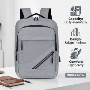 15.6 Inch Men’s Anti Theft Business Waterproof Oxford Material Polyester Lining USB Port Durable Travel Laptop Backpack