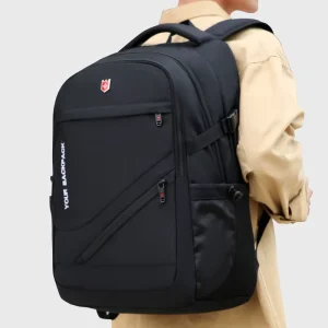 15.6 Inch Men’s Anti-Theft Laptop Backpack Waterproof Travel Bag with USB Port Polyester Lining Zipper Closure
