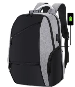 15.6 Inch USB Laptop Backpack Men Custom Logo Water Resistant Anti theft Zipper Stylish Fashion Polyester