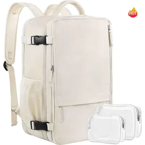 17 Inch Laptop 40L Waterproof Casual Backpack USB Feature Zipper Closure Strap Carrying Flight Approved Travel Backpack Women
