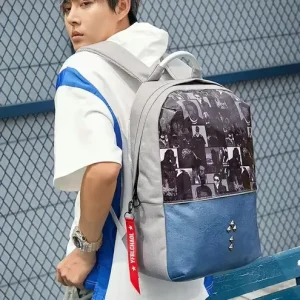 17.3 Inch Digital Print Business Laptop Backpack Waterproof Men’s Travel Bag with USB Charging Port & Lock