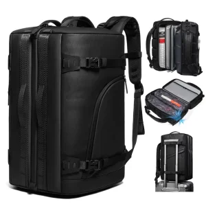 25 59L Large Capacity Water Resistant Short Travel with Thermostatic Pouch Auto Compress Built in Battery Men’s Laptop Backpack