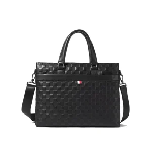 30PCS MOQ Custom Logo High Quality Fashion Business Briefcase RFID Genuine Leather Laptop Bags Men’s Handbags Zipper