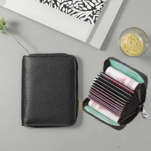 3321 E Large Capacity RFID Multi-Card Holder Top Cowhide Genuine Leather Bag Card Coin Purse for Women Men’s Cute Style ID Card