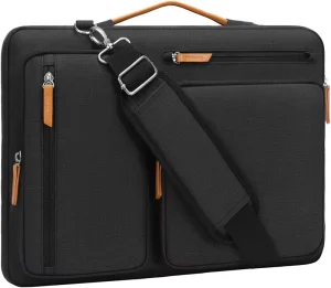 360 Protective Men’s Laptop Bag Computer Bags with Shoulder Strap Side Open Messenger Bag with 4 Zipper Pockets