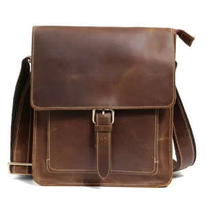 5836 Men’s Genuine Crazy Horse Cowhide Leather Crossbody Bag Vintage Casual Handbag Factory Supply