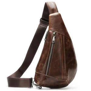 7025 Men’s Genuine Leather Large Capacity Messenger Chest Bag Men’s Shoulder Bag Men Chest Bag
