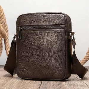 7362 Small Side Bag Genuine Leather Men Leather Crossbody Bag Purse Leather Shoulder Bag for Men