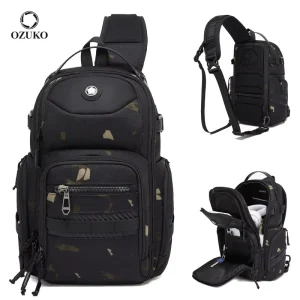 9928 Men’s Sling Crossbody Bag Multi-Compartment Daypack with Adjustable Strap for Commuting Travel & Urban Activities