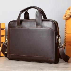 Accept Custom Logo Men’s Business Office Bag Genuine Leather Laptop Briefcase Leather Briefcase Men Briefcase Bag for Men