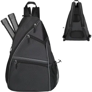 Adjustable Men’s Women’s Pickleball Tennis Racquetball Bag Crossbody Sling Backpack With Paddle Pickle Ball Equipment Storage