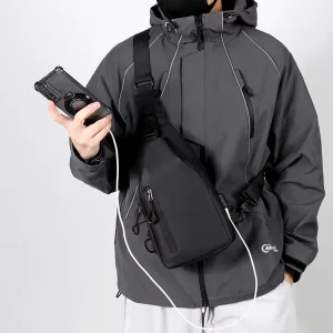 Agent for Men’s Casual PU Single Shoulder Messenger Bag Large Capacity Chest Bag Zipper for Summer Fashionable