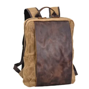 American Outdoor All Seasons Large Capacity Waterproof Canvas Splicing Vintage Polyester Lining Hiking Backpack Men’s Business