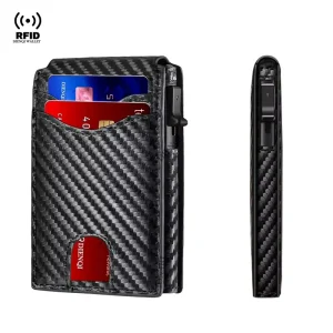 Anti Theft RFID Credit Card Holder Luxury Slim Thin Men’s Wallet Striped Pattern Minimalist Bank Case Purse Money Bag Short