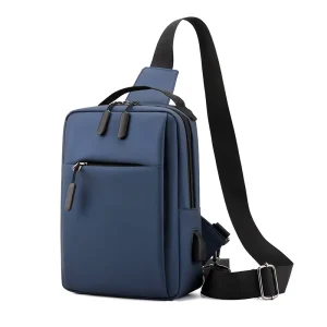 Anti Theft Waterproof Nylon Men Single Strap Shoulder Sling Chest Bag For Man With USB Charging Port