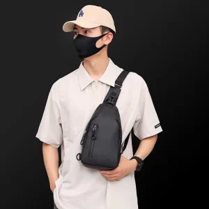 Anti Theft Waterproof Travel Men’s Slingbag Chestbag Shoulder Sling Chest Crossbody Bag with USB Charging for Men