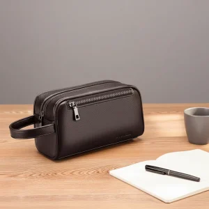 Anti-theft PU Zipper Closure Custom Logo Business Men’s Office Briefcase Handbag Polyester Lining Portable