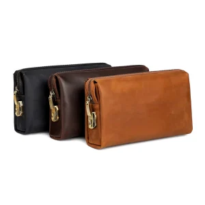 Anti theft Password Lock Men’s Clutch Bag Leather Retro Color Large capacity Wallet with Polyester Lining Breathable Design