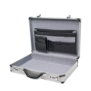 Attache Briefcases for Men Hard Laptop Brief case Metal Suitcase Aluminum Lightweight Silver Aluminum Briefcase
