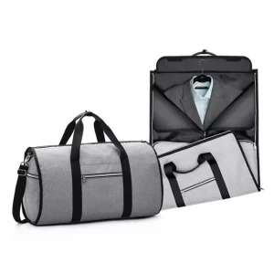 BEARKY Custom Gray Sport Garment Shoes Bag Travel Carry on Men’s Shirts Suits Garment Foldable Handbag Luggage Tote Bag