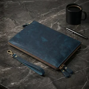 BEARKY Genuine Leather Luxury Casual Soft Briefcase Bag Unisex Zipper Waterproof for iPad Laptop and File Storage