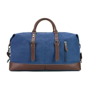 BEARKY Men’s Large Weekender Duffle Bag with Zipper Closure Gym Travel Fitness Sport Bag with Shoe Compartment Canvas Material