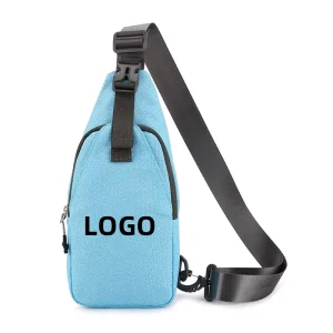 BEARKY Portable Sky Blue Sling Bag Men Custom Logo Chest Waterproof Crossbody Shoulder Bag for Cycling Running Sport Daypack