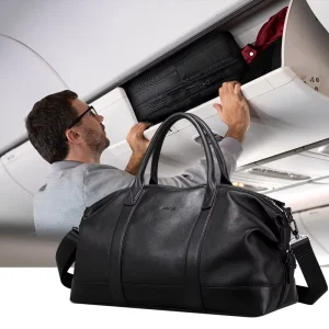 BOPAI Men Custom Business Luxury Real Genuine Leather Large Capacity Carry on Outdoor Travel Luggage Duffle Bag