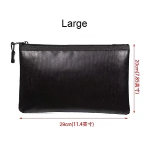 BOYU New Large Zipper Bank Fireproof Waterproof Silicon Money Pouch & File Storage Bag with Envelope for Cash Documents