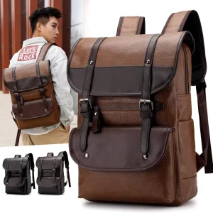 Backpack for Men’s Trendy Retro Business Computer for Travel Large Capacity Waterproof Leather Backpack