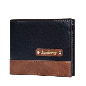 Baellerry RFID Blocking Splicing Design Horizontal Zipper Thin Card Holder Business Retro Men’s Money Wallet