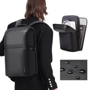 Bange 15.6inch Genuine Leather Man Business Bag Travel Waterproof Custom Laptop Backpack