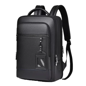 Best Quality 15.6 Inch Business Casual Backpack Men’s Pu Leather Laptop Backpack with Hidden Usb Charge Port