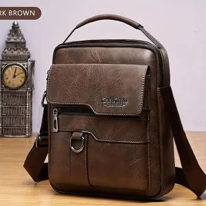 Best Seller Business PU Material Multi Pocket Design Men’s Messenger Bag Durable One Shoulder Handbag Daily Commuting