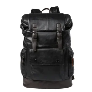 Big Capacity Men’s Casual Schoolbag Shoulder Bag Men’s Laptop Bag Backpack PU for Men
