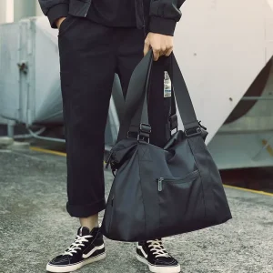 Big Crossbody Bag Large Capacity Luggage Bags Men Duffel Bag (Black)