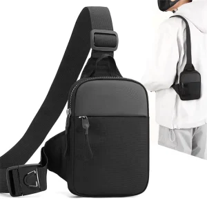 Black Color Man Sling Shoulder Crossbody Bag Outdoor Sports Nylon Cross Body Bag Fashion Men’s Chest Bags