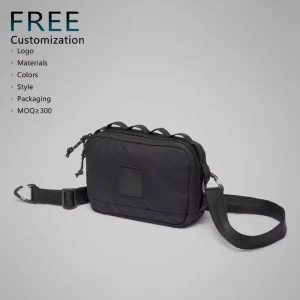 Black Customization Unisex Ripstop Nylon Waterproof 5L Zipper Closure Crossbody Bag Travel Hip Pack Lightweight Fanny Pack Bag