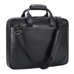 Black Full Grain Leather Cow Skin 14 Inches Case Messenger Business Bag Men Genuine Leather Computer Laptop Briefcases