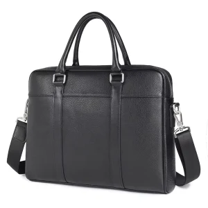 Black Laptop Bag for Men Genuine Leather Briefcase Handbags Zipper Men Style Shoulder Bag