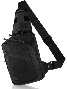 Black Men’s Tactical Chest & Shoulder Crossbody Bag for Business Use with Hidden Carry