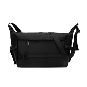 Black Nylon Single Strap Men’s Fashion Messenger Bag Multi-Pocket Leisure Sling Crossbody Shoulder Bag