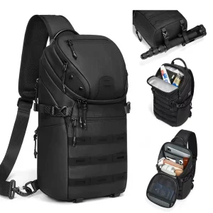 Black Oxford Men’s Chest Bag Travel Bag Waterproof Crossbody Shoulder Bag Waterproof Design Sling Bag