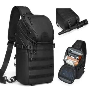 Black Oxford Men’s Chest Bag Travel Bag Waterproof Crossbody Shoulder Bag Waterproof Design Sling Bag